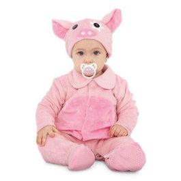 My Other Me Déguisement Petit Cochon avec Bonnet, Combinaison, Chaussons, Queue et Tétine - 0-6 mois