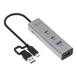 I-tec Hub USB-C 5 Gbps avec 2x USB-C 3.2 Gen 1, 2x USB-A, Power Delivery 100W – Aluminium