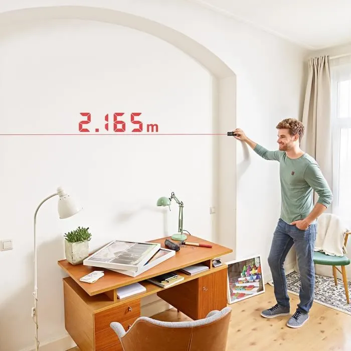 Bosch Zamo Télémètre Laser Rechargeable USB, Précision 3 mm, Portée 25 m avec Calcul de Surface