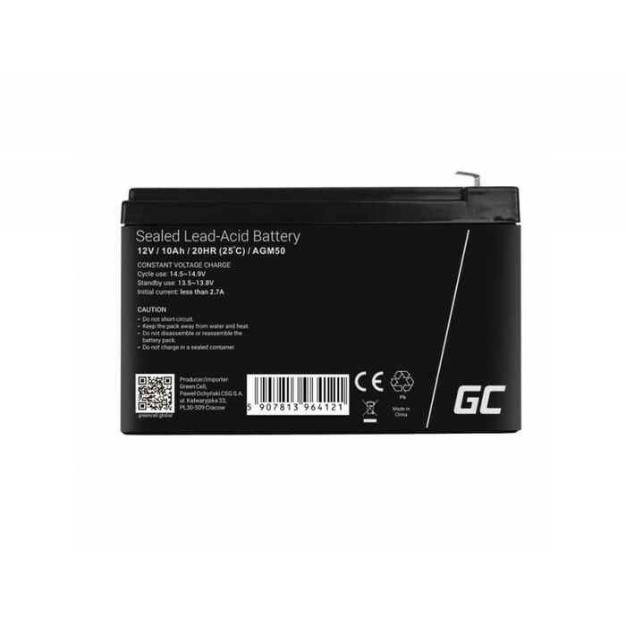 Green Cell AGM50 - Batterie AGM 12V 10Ah (10000 mAh) - Noir - Batterie de rechange VRLA AGM Green Cell AGM50 - Batterie AGM 12V 10Ah (10000 mAh) - Noir - Batterie de rechange VRLA AGM
