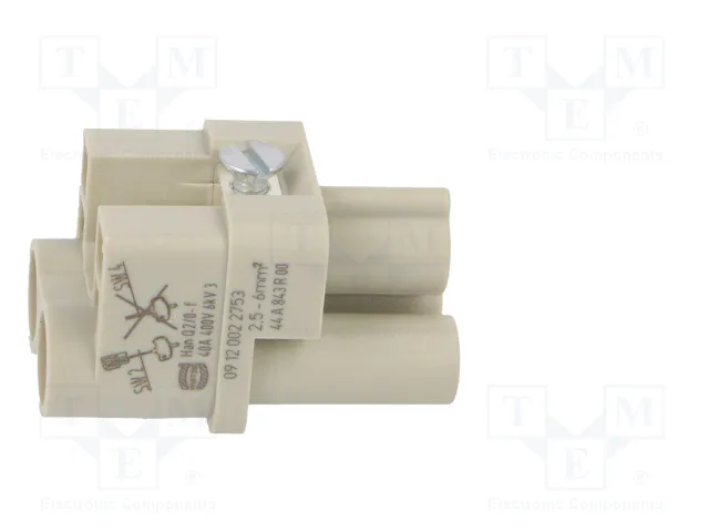HARTING Insert de contact femelle HDC Han Q, 40A, 400V, 2P+PE HARTING Insert de contact femelle HDC Han Q, 40A, 400V, 2P+PE