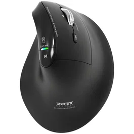 Port Designs Souris sans fil ergonomique 910204 ERGO AUDITOR - Bluetooth & 2.4 GHz - Rechargeable USB-C - Noir - 4800 DPI - 6 boutons