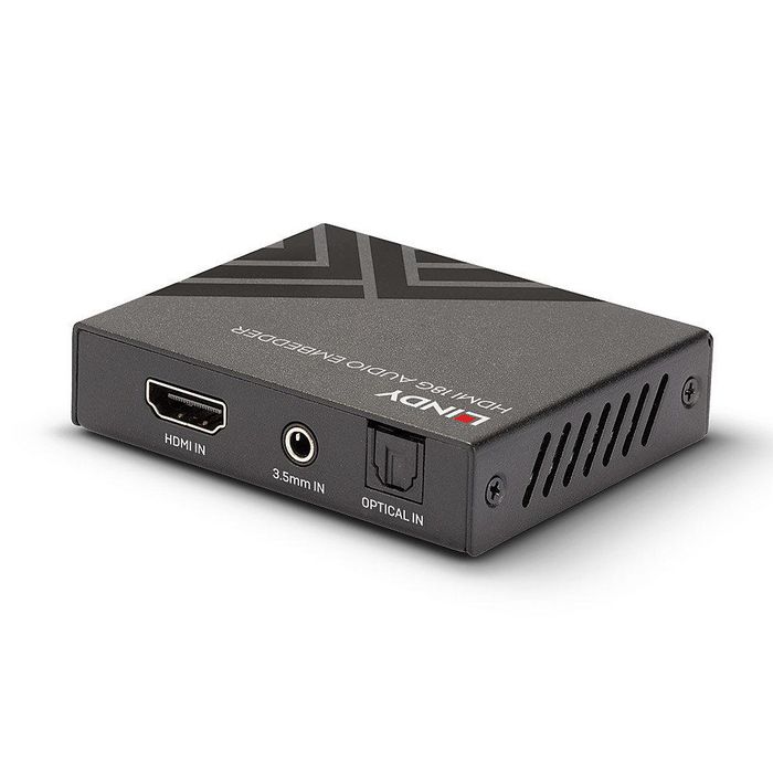 Lindy Injecteur Audio HDMI 18G - Intégration TosLink/3.5mm vers HDMI, 4K UHD HDR 60Hz, Dolby Digital 5.1, HDCP 2.2