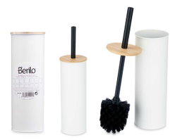 Berilo Porte-balai en métal avec couvercle bambou blanc 9,5 x 27,2 x 9,5 cm (Set de 6)