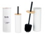 Berilo Porte-balai en métal avec couvercle bambou blanc 9,5 x 27,2 x 9,5 cm (Set de 6)