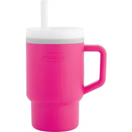 Infantino Ma Première Tasse en Silicole avec Paille Anti-Fuite pour Bébé 255 ml (25.5cl) - Couleur Bubble Gum - Gobelet Léger et Lavable au Lave-Vaisselle