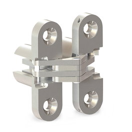 Pöttker SP16-18 Bisagra Oculta pour Tables - Charnière Invisible 180° 43x27 en Zamak Nickelé pour Épaisseurs de 16 à 18 mm