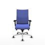 Chaise Albacete confidente Synchro 5 positions Tissu Bleu clair Structure d' aluminium Accoudoir 2D Sans appui-tête Roulettes 65mm pour moquette