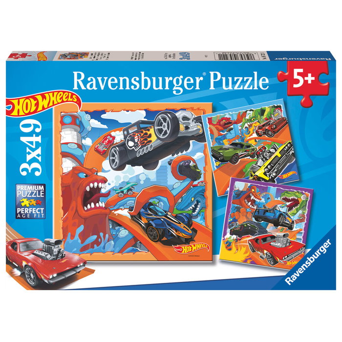 RAVENSBURGER Puzzle Hot Wheels pour Enfants 3x49 Pièces - Taille 21x21 cm - Dès 5 Ans RAVENSBURGER Puzzle Hot Wheels pour Enfants 3x49 Pièces - Taille 21x21 cm - Dès 5 Ans