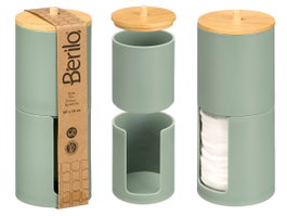Berilo Bocal en plastique avec double couvercle en bambou vert 7x18x7 cm (Set de 24)
