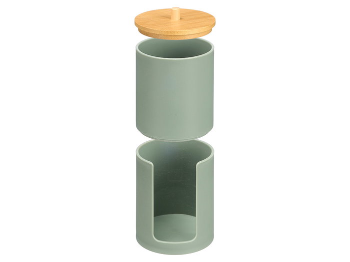 Berilo Bocal en plastique avec double couvercle en bambou vert 7x18x7 cm (Set de 24)