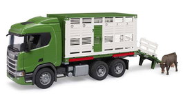 Bruder Camion Scania Super 560R Transport de Bétail avec Bœuf, Jouet 53x18x26 cm