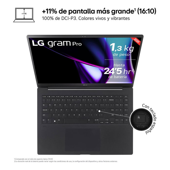 LG 16ZD90SP-A.AX78B 16 pouces Intel Core Ultra 7 32 Go RAM 1 To SSD