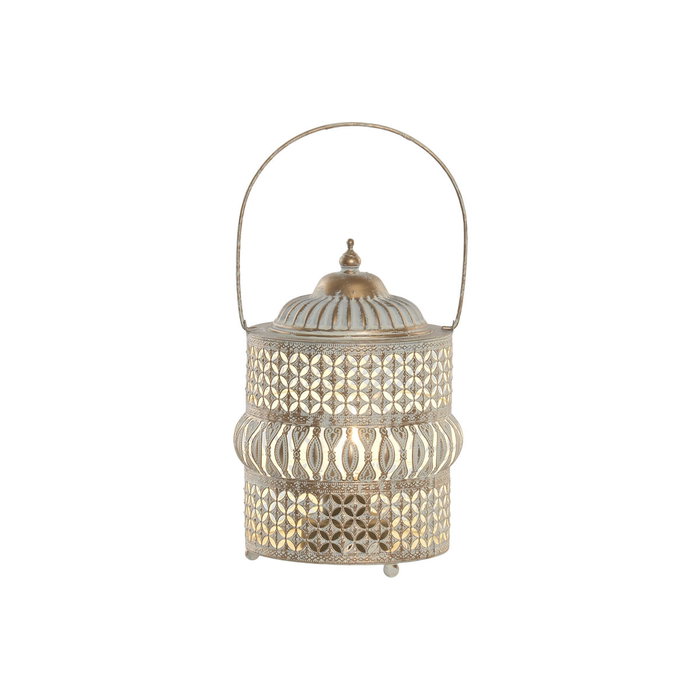 Home ESPRIT Lanterne Arabe Blanc et Doré avec LED