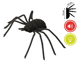 Araignée sonore et lumineuse pour Halloween - Araignée décorative noire de 13 cm - Effet de lumière et de son - Décoration d'épouvante