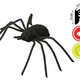 Araignée sonore et lumineuse pour Halloween - Araignée décorative noire de 13 cm - Effet de lumière et de son - Décoration d'épouvante