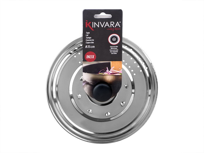 Kinvara Couvercle de poêle en métal avec égouttoir 25 cm Acier inoxydable Argent (Set de 24) Kinvara Couvercle de poêle en métal avec égouttoir 25 cm Acier inoxydable Argent (Set de 24)