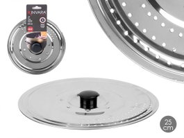 Kinvara Couvercle de poêle en métal avec égouttoir 25 cm Acier inoxydable Argent (Set de 24)