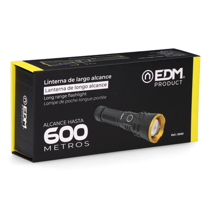 Edm Lampe torche LED longue portée Wolf Pro X3 1800 lm 20 W rechargeable IP65 avec batterie 4000 mAh USB-C