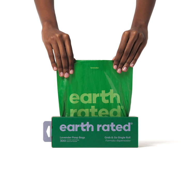 Earth Rated - Dispensateur de sacs à déjections canines lavande, lot de 300 sacs, extensibles, étanches, en plastique recyclé Earth Rated - Dispensateur de sacs à déjections canines lavande, lot de 300 sacs, extensibles, étanches, en plastique recyclé
