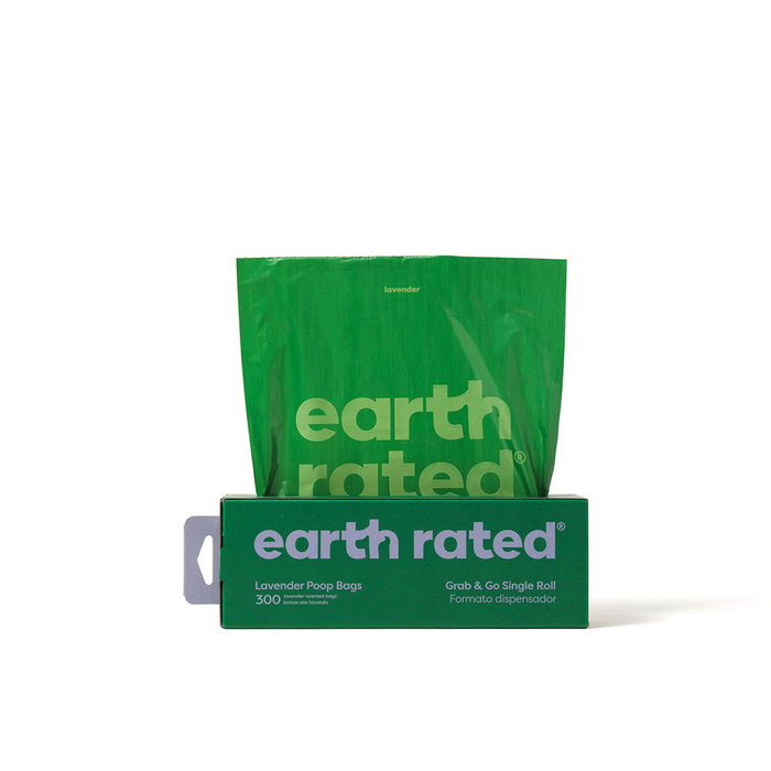 Earth Rated - Dispensateur de sacs à déjections canines lavande, lot de 300 sacs, extensibles, étanches, en plastique recyclé Earth Rated - Dispensateur de sacs à déjections canines lavande, lot de 300 sacs, extensibles, étanches, en plastique recyclé