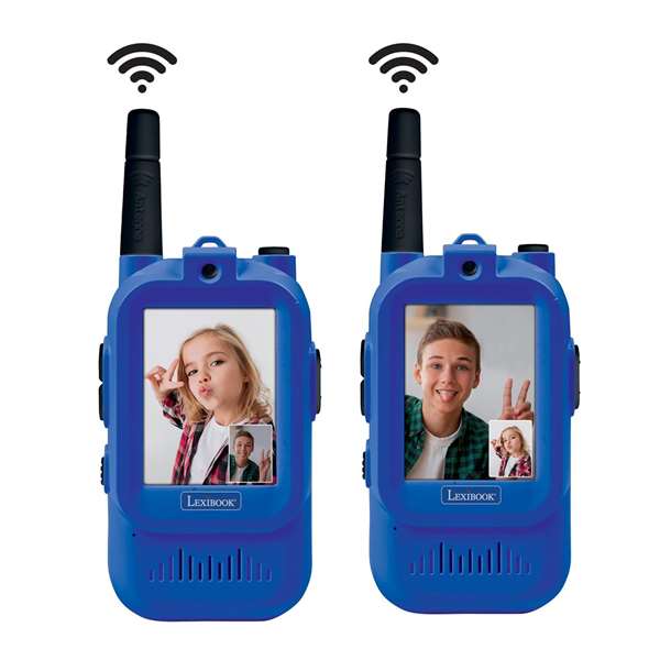 Lexibook - Walkie-talkie enfant avec écran pour vidéo-appel - Jouet communicant avec son et lumière - Langues multiples