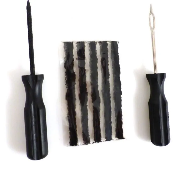 Powertrac Kit de Réparation Pneus Tubeless - 5 Mèches Auto-vulcanisantes et 2 Outils de Pose - PRECISION STEEL Powertrac Kit de Réparation Pneus Tubeless - 5 Mèches Auto-vulcanisantes et 2 Outils de Pose - PRECISION STEEL