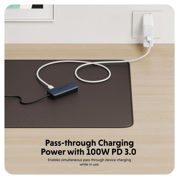 Hyper Hub USB-C vers 1x USB-A, 2x USB-C et 1x HDMI 4K 60Hz - Power Delivery 100W, 10 Gbps, portable pour Mac, PC, Chromebook