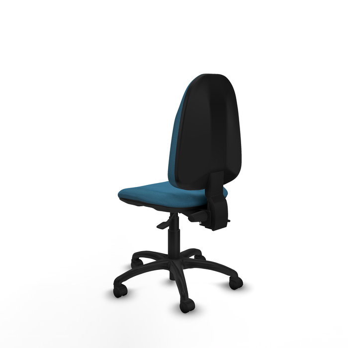 Chaise de bureau Algarra avec mécanisme Asincro, rembourrée de tissu vert pétrole. Équipée d'une base en polyamide noir, sans accoudoirs et de roulettes en nylon de 50 mm. Chaise de bureau Algarra avec mécanisme Asincro, rembourrée de tissu vert pétrole. Équipée d'une base en polyamide noir, sans accoudoirs et de roulettes en nylon de 50 mm.