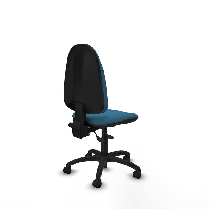 Chaise de bureau Algarra avec mécanisme Asincro, rembourrée de tissu vert pétrole. Équipée d'une base en polyamide noir, sans accoudoirs et de roulettes en nylon de 50 mm. Chaise de bureau Algarra avec mécanisme Asincro, rembourrée de tissu vert pétrole. Équipée d'une base en polyamide noir, sans accoudoirs et de roulettes en nylon de 50 mm.