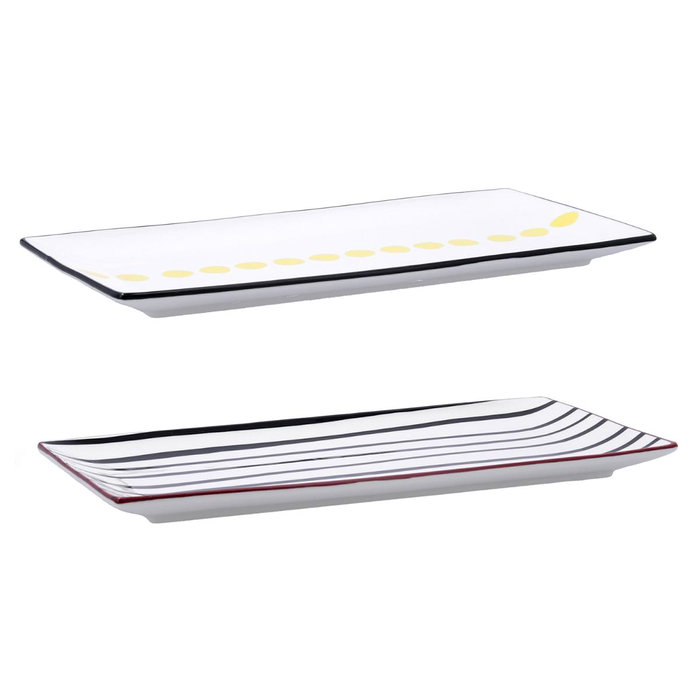 Bidasoa Plateau Rectangulaire en Porcelaine Zigzag 30,5x15,2x2 cm - 6 Unités