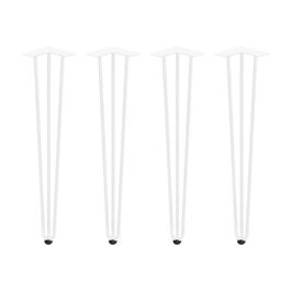 Emuca Lot de 4 pieds Hairpin de 3 fils par table, hauteur 710mm, Acier, Peint en blanc