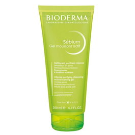Bioderma Sebium Gel Moussant Actif - Nettoyant visage pour peaux grasses à tendance acnéique - 200 ml