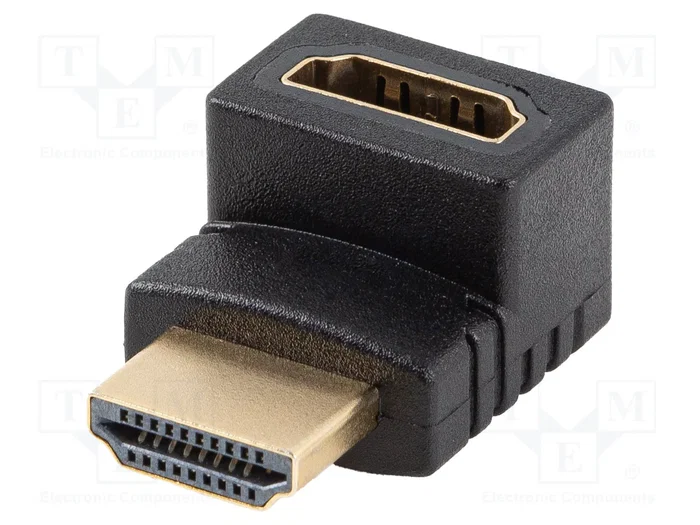 Lanberg Adaptateur HDMI 2.0 4K avec connecteur mâle angulaire et femelle droit, noir