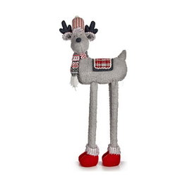KRIST+ Renne de Noël Gauche 1m Gris, Rouge et Blanc