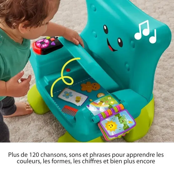 Fisher-Price Chaise Éveil Progressif électronique HYR97 - Fauteuil d'apprentissage Rires et Éveil avec 120 chansons, sons et phrases pour enfants à partir de 12 mois