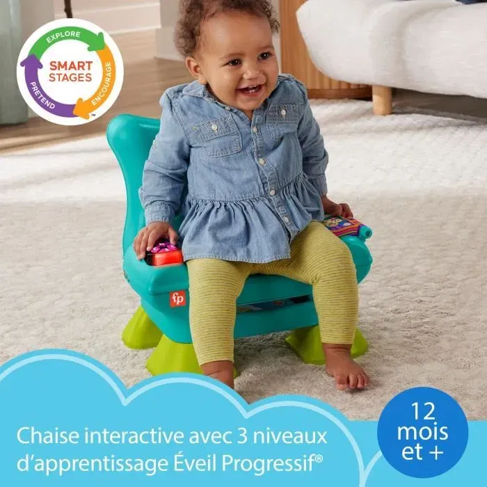 Fisher-Price Chaise Éveil Progressif électronique HYR97 - Fauteuil d'apprentissage Rires et Éveil avec 120 chansons, sons et phrases pour enfants à partir de 12 mois