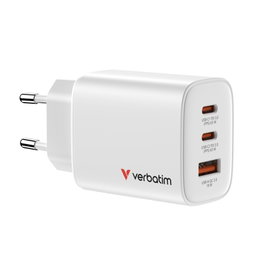 Verbatim Essentials GaN Charger 65W 2xUSB-C 1xUSB-A Blanc 32353
