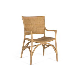 GINER Y COLOMER - Lot de 2 chaises de salon avec accoudoirs en rotin tissé naturel et structure en bambou - Conception artisanale, confortables et durables - Coloris naturel