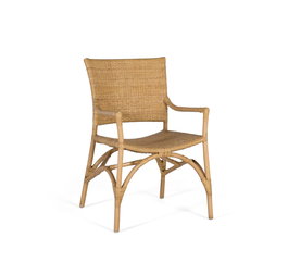 GINER Y COLOMER - Lot de 2 chaises de salon avec accoudoirs en rotin tissé naturel et structure en bambou - Conception artisanale, confortables et durables - Coloris naturel