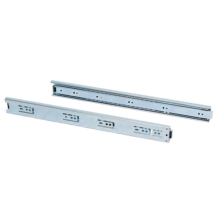 Emuca Lot de 5 coulisses pour tiroirs, roulement à billes, hauteur 45mm, profondeur 650mm, sortie totale, zingué Emuca Lot de 5 coulisses pour tiroirs, roulement à billes, hauteur 45mm, profondeur 650mm, sortie totale, zingué