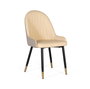 GINER Y COLOMER Lot de 4 Chaises Tapissées en Simili-Cuir Beige avec Structure en Acier Tubulaire Noir et Détail Doré - Design Moderne et Élégant