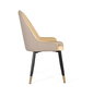 GINER Y COLOMER Lot de 4 Chaises Tapissées en Simili-Cuir Beige avec Structure en Acier Tubulaire Noir et Détail Doré - Design Moderne et Élégant