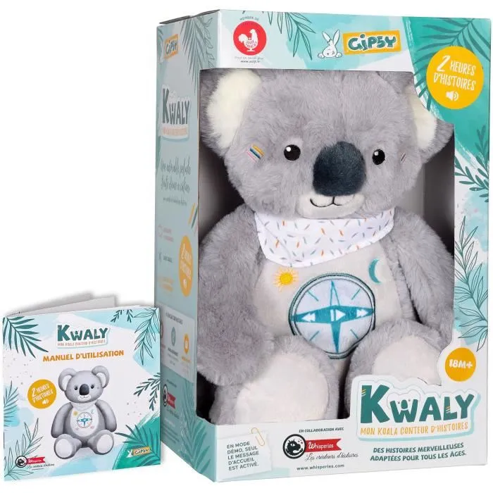 Gipsy Toys KWALY - Koala conteur d'histoires interactif avec 2h de contes en français - Peluche parlante éducative avec Whisperies pour enfants 0-8 ans Gipsy Toys KWALY - Koala conteur d'histoires interactif avec 2h de contes en français - Peluche parlante éducative avec Whisperies pour enfants 0-8 ans