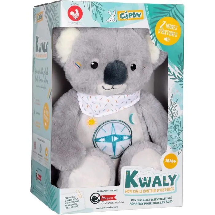 Gipsy Toys KWALY - Koala conteur d'histoires interactif avec 2h de contes en français - Peluche parlante éducative avec Whisperies pour enfants 0-8 ans Gipsy Toys KWALY - Koala conteur d'histoires interactif avec 2h de contes en français - Peluche parlante éducative avec Whisperies pour enfants 0-8 ans