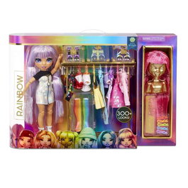 MGA Poupée Avery Fashion Studio Rainbow High 25 cm avec studio de mode, tenues dorées et accessoires