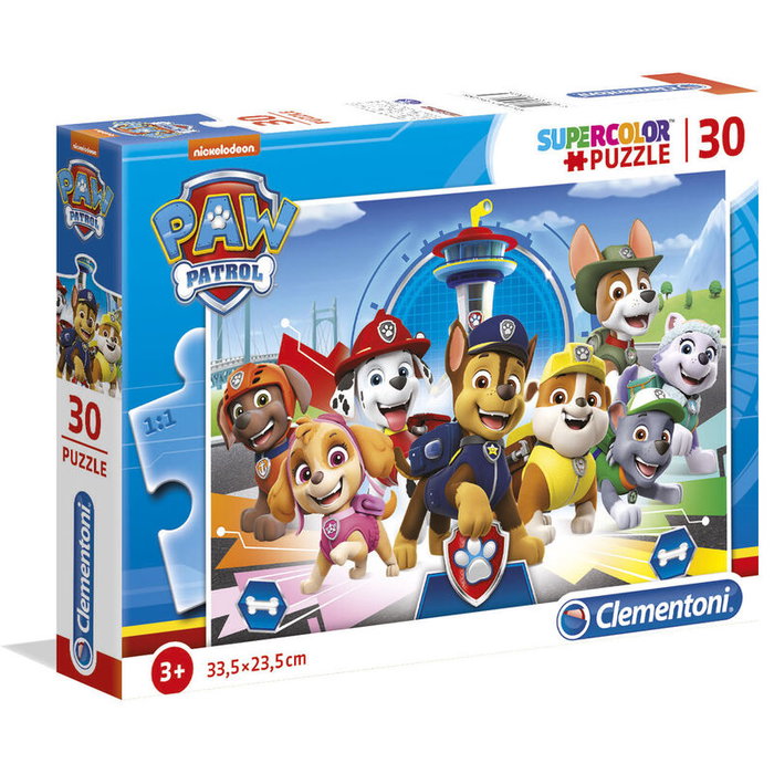 CLEMENTONI Puzzle Patrouille de Chiots Paw Patrol 30 Pièces - Taille du puzzle 33,5x23,5 cm - Taille de la boîte 20x15x3,9 cm