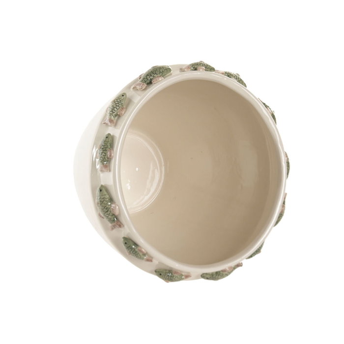 Home ESPRIT Vase Méditerranéen Vert et Crème en Céramique 25 x 25 x 25,5 cm
