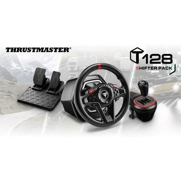 Thrustmaster Volant de Course Gaming T128 X Shifter Pack - Compatible Xbox Series X|S, Xbox One et PC - Retour de Force Hybride - Noir et Rouge