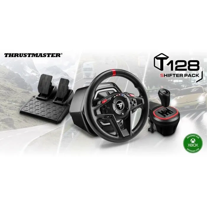 Thrustmaster Volant de Course Gaming T128 X Shifter Pack - Compatible Xbox Series X|S, Xbox One et PC - Retour de Force Hybride - Noir et Rouge